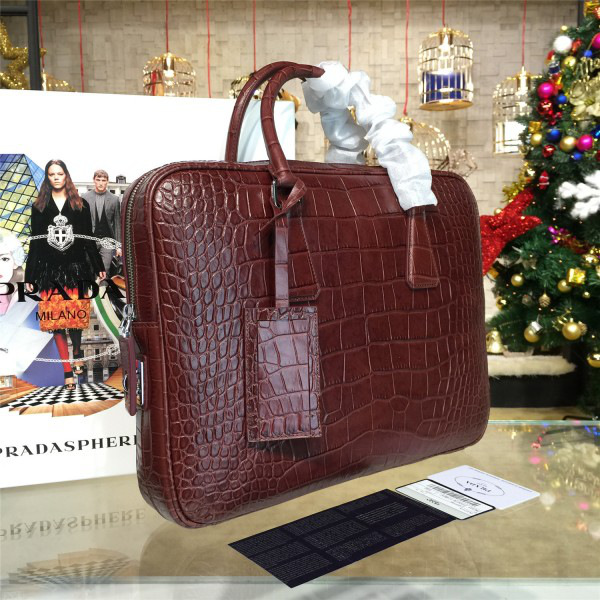 Pra*a leather briefcase 4206  36cm x 5.5cm x 28cm