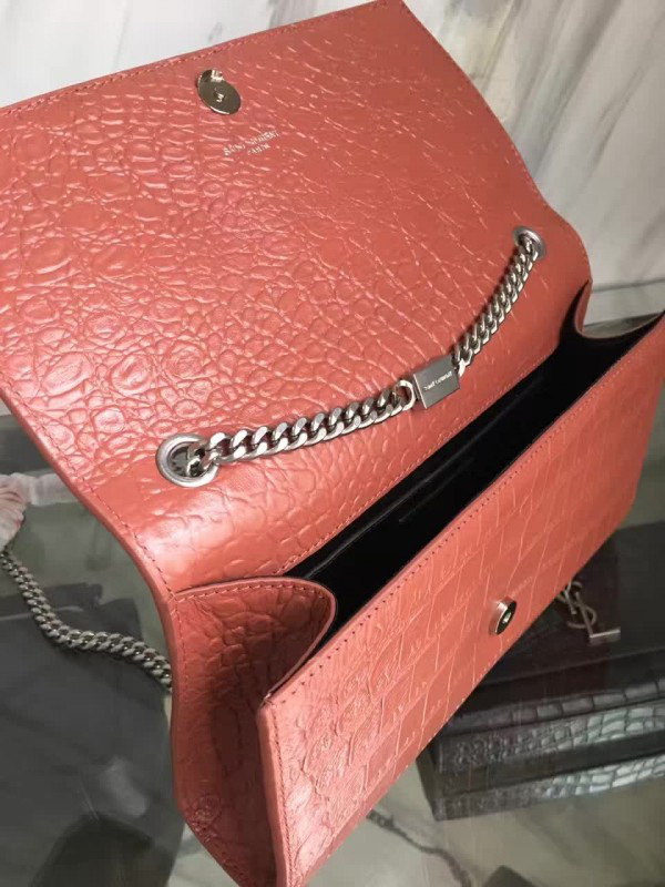 Y51 monogram kate silver tassel in embossed crocodile shiny leather 5046  24cm x 14.5cm x 5.5cm