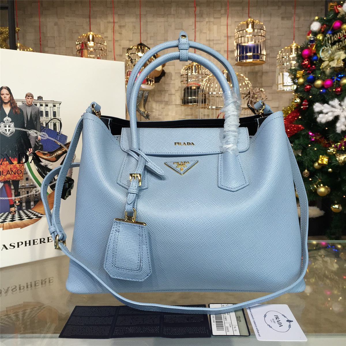 Pra*a double bag 4141 32.5cm x 13.5cm x 24.5cm