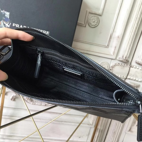 Pra*a leather clutch bag 4291 23.5cmx1.5cmx17.5cm
