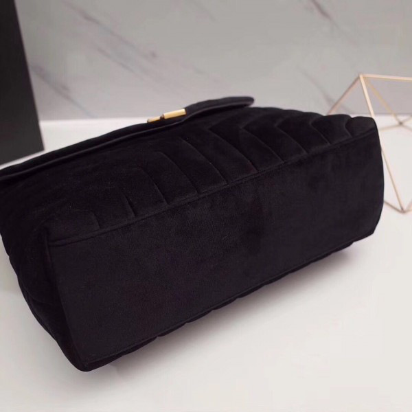Y51 loulou monogram quilted velvet shoulder bag black 30cm*20cm*10cm
