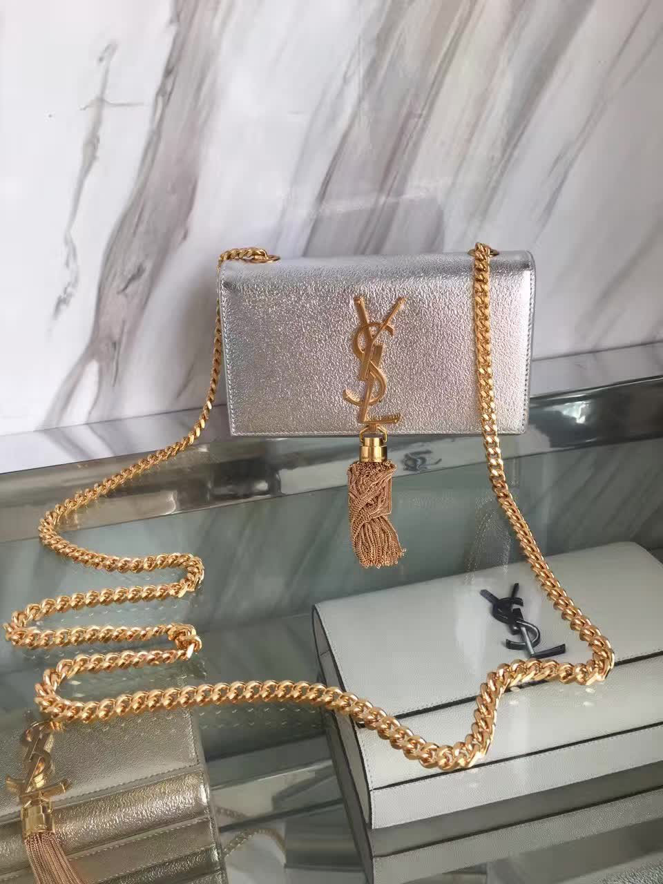 Y51 monogram kate bag with leather tassel 5044 17cm x 11cm x 14cm