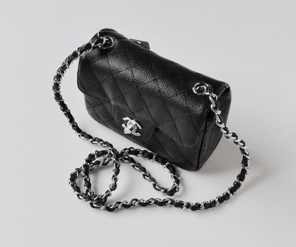 Ch**el caviar leather flap bag with silver hardware black