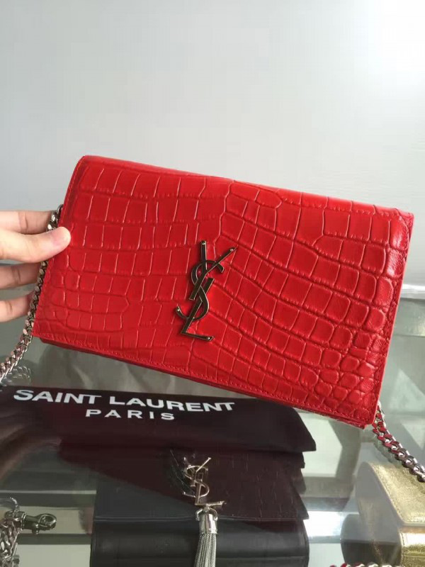 Y51 monogram kate crocodile embossed shiny leather 5024 22.5cm x 14cm x 4cm