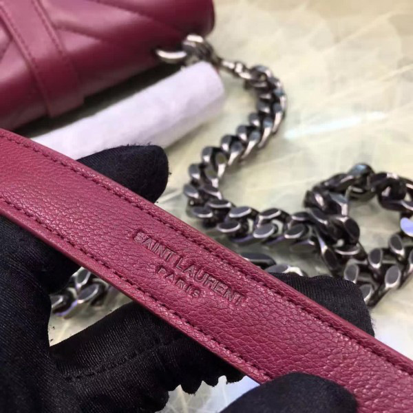 Y51 quilted monogram college wine red 5064 18cm x 11cm x 5cm