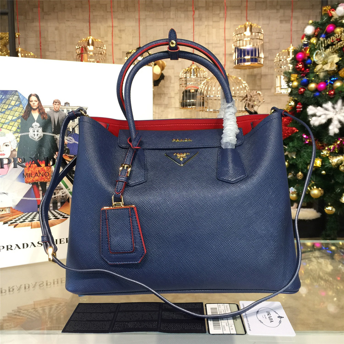 Pra*a double bag 4136 32.5cm x 13.5cm x 24.5cm