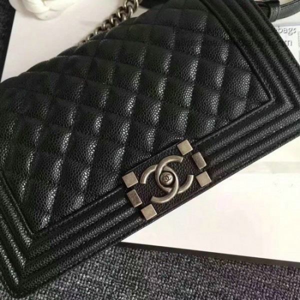 Ch**el quilted caviar medium boy bag black