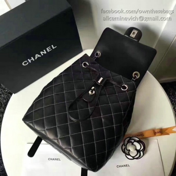 Ch**el caviar quilted lambskin backpack black