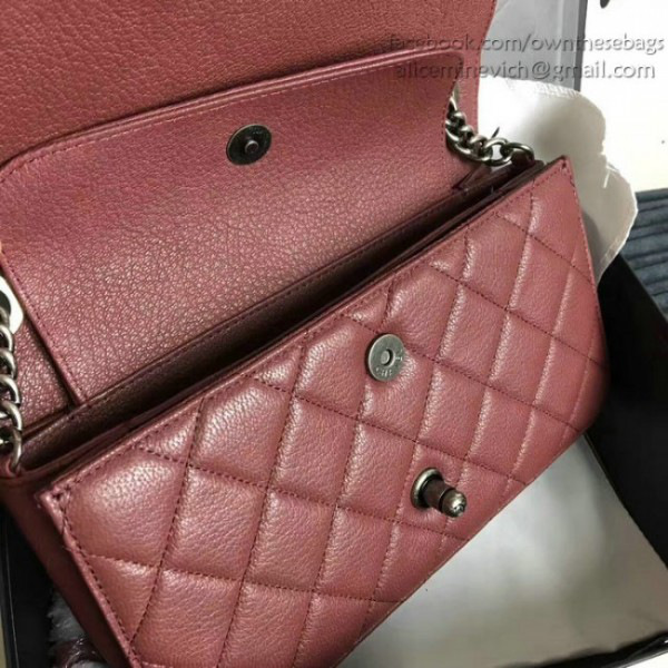 Ch**el quilted deerskin perfect edge bag burgundy  a14041
