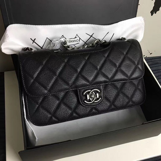 Ch**el quilted deerskin perfect edge bag black a14041
