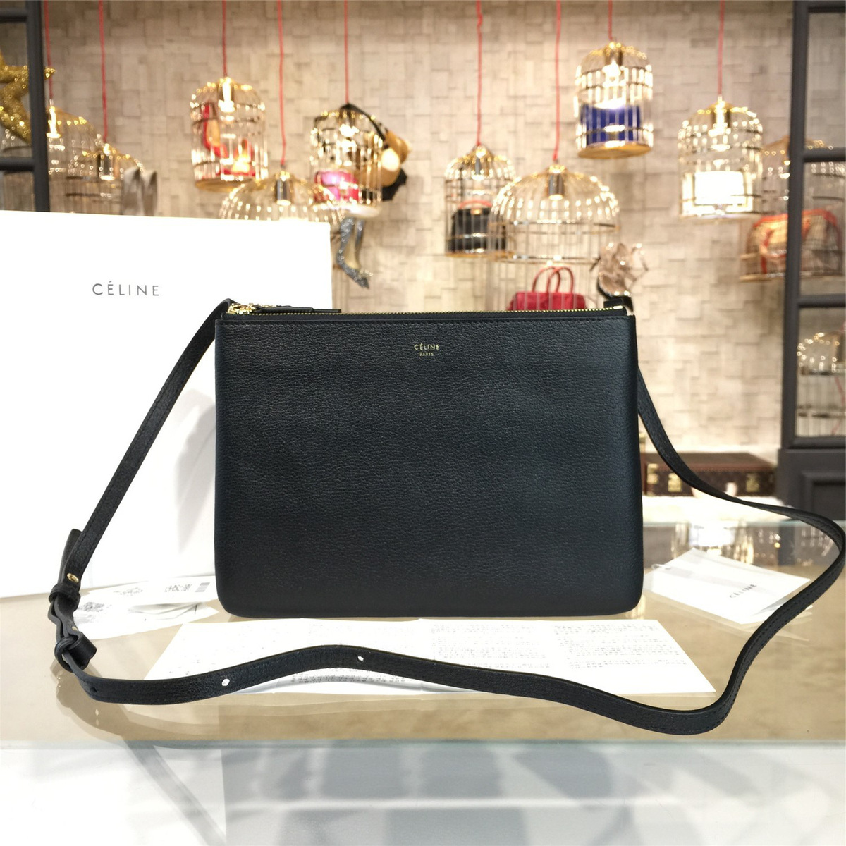 Ce1i*e leather trio - black  25.5cm x 4cmx 18cm