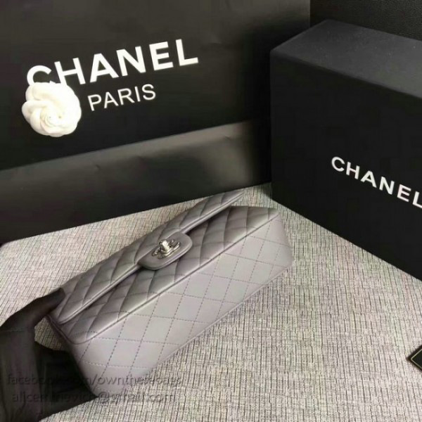 Ch**el lambskin flap bag grey a01112 25cm
