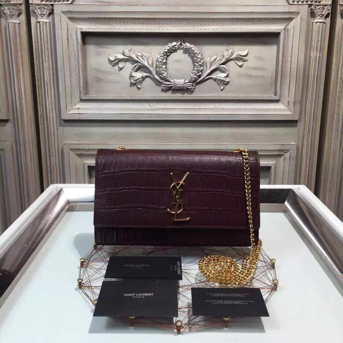 Y51 monogram kate in embossed crocodile shiny leather cohotbag 4968