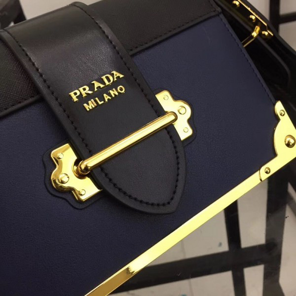Pra*a cahier leather shoulder bag 1bd045 blue 20 x 14.5 x 8.5 cm