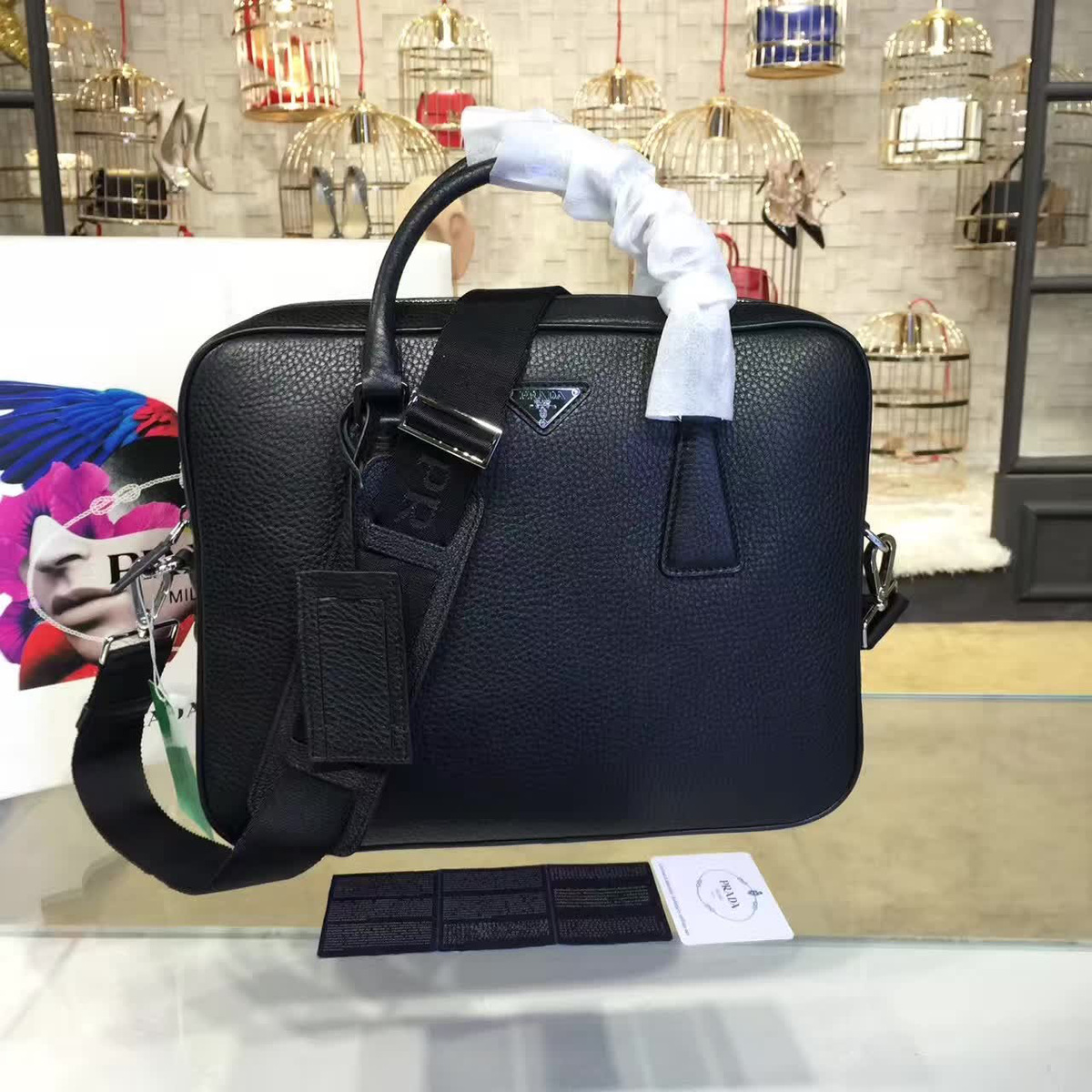 Pra*a leather briefcase 4202 25cm x 7cm x 15cm