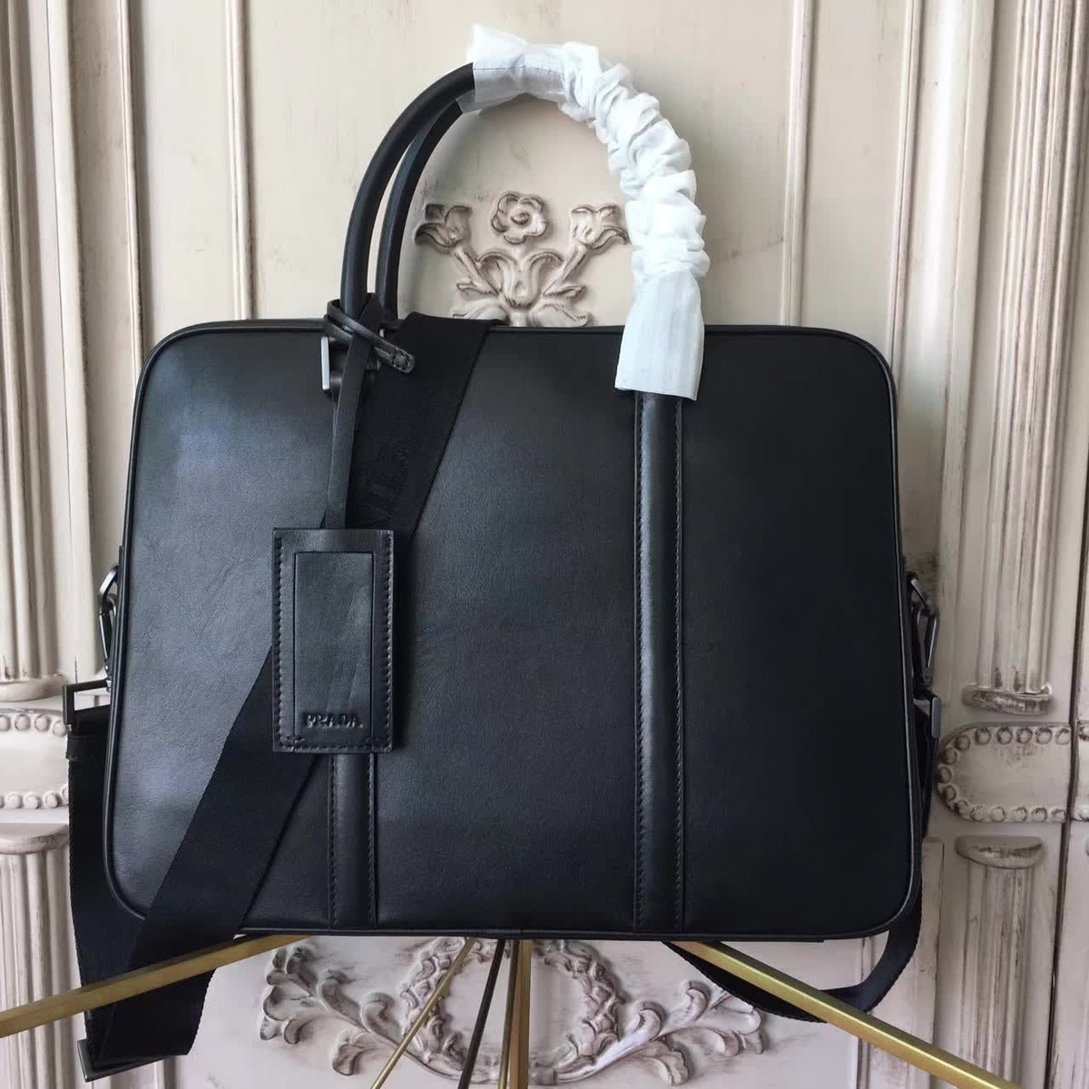 Pra*a leather briefcase 4298 37.5cmx6.5cmx28cm