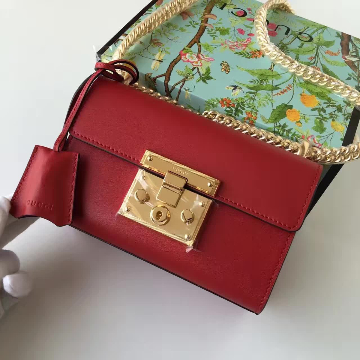 Gvc*1 gg leather padlock 2395 20cm x 9cm x 14cm