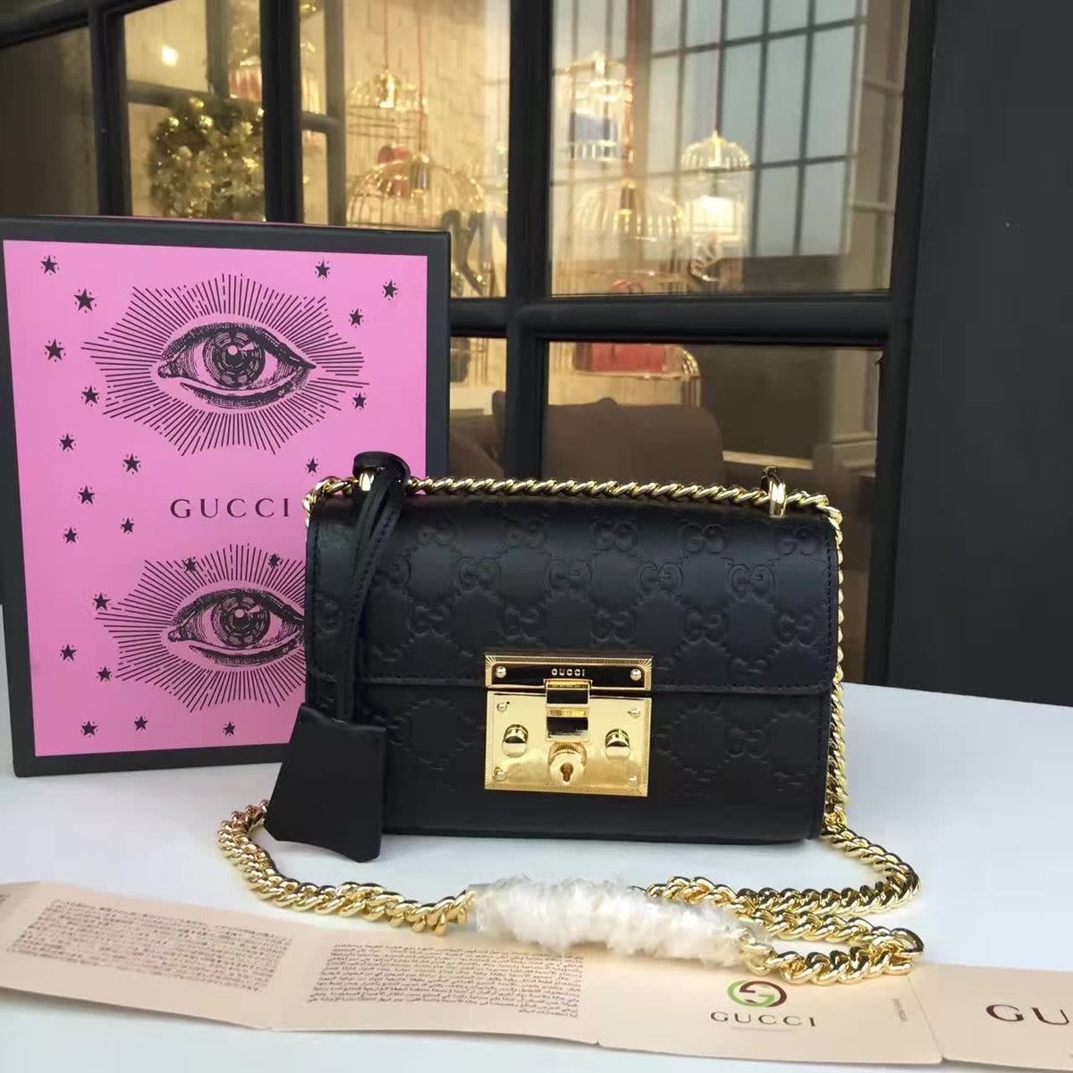 Gvc*1 gg leather padlock cohotbag 2160