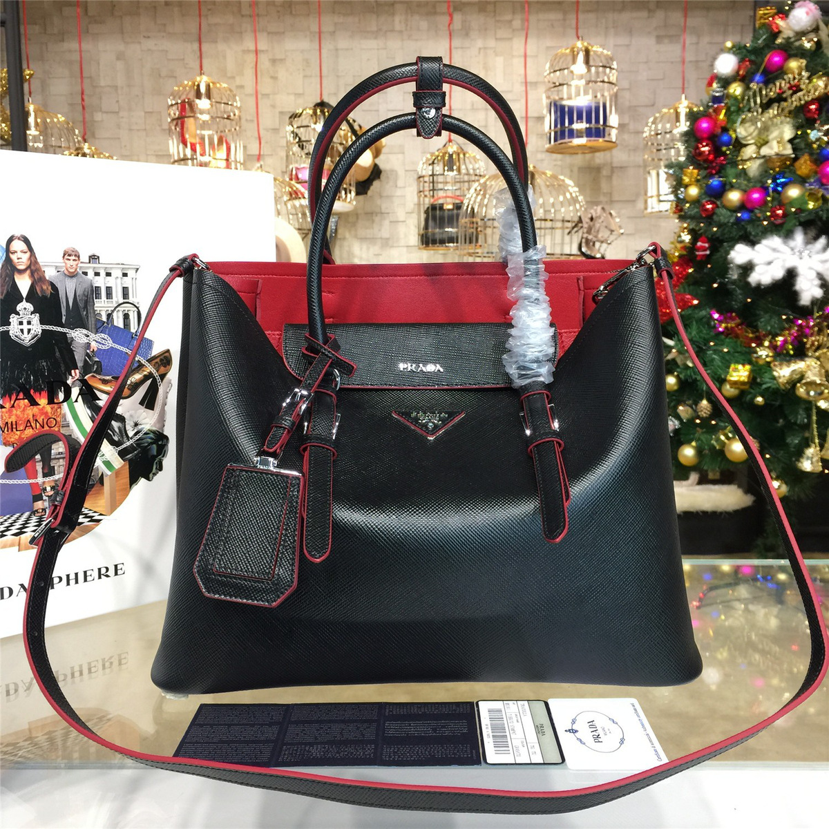 Pra*a double bag 4172 34.5cm x 16.5cm x 26.5cm