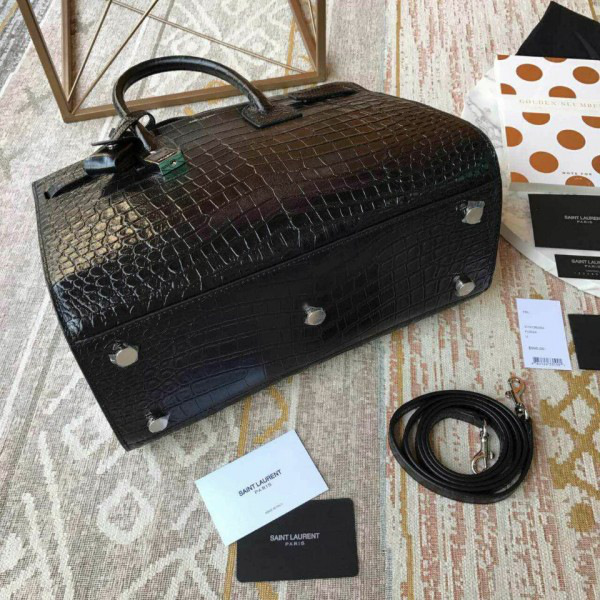 Y51 sac de jour crocodile embossed leather black 4919