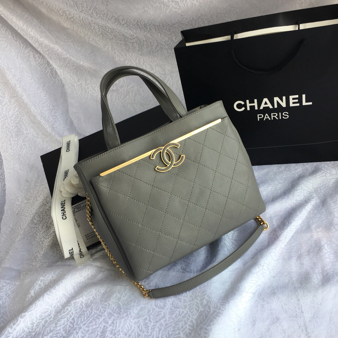 Ch**el small shopping bag gray 57563 26x21x13cm
