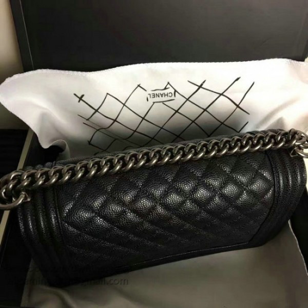 Ch**el medium quilted caviar black silver a13043