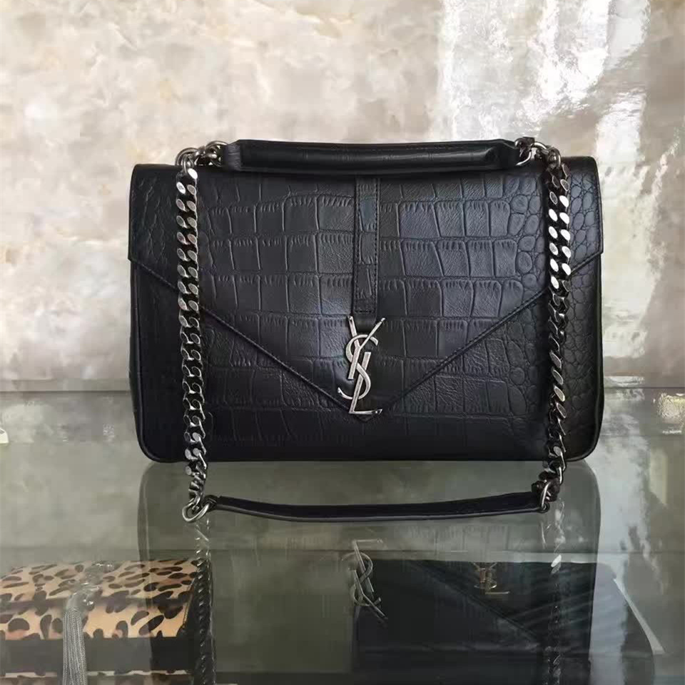 Y51 monogram college in embossed crocodile shiny leather  5106 32cm x 20cm x 8.5cm