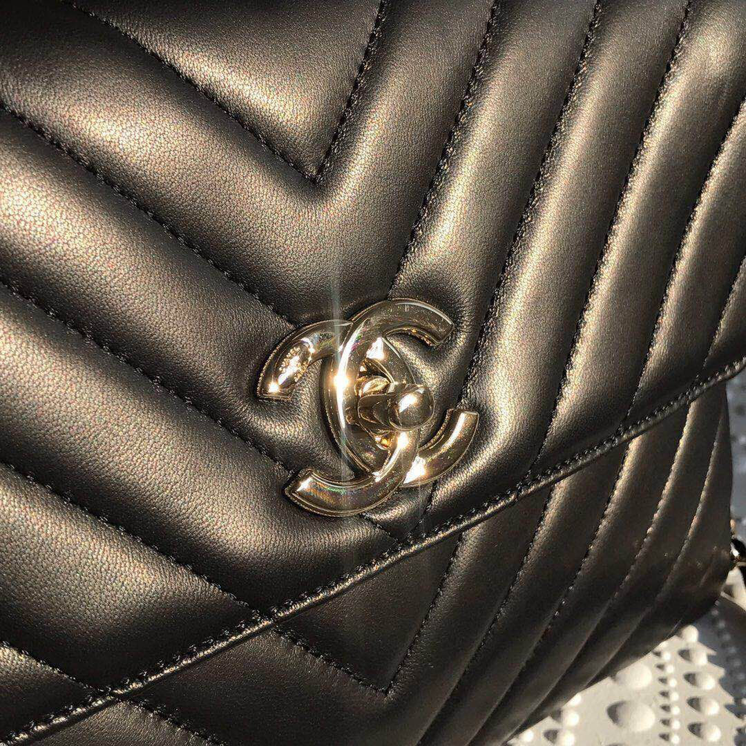 Ch**el new rhombic chain bag black 25cm