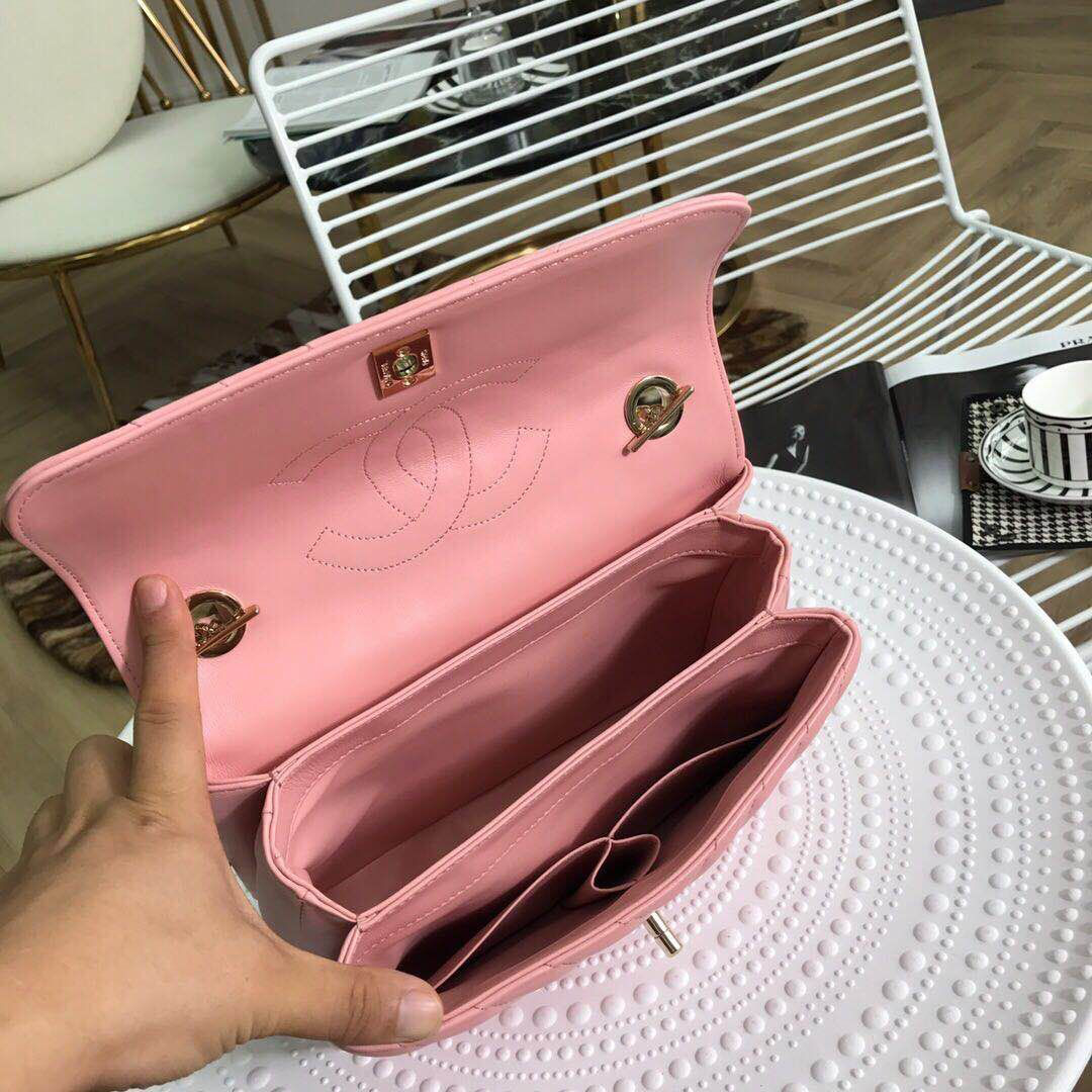 Ch**el new rhombic chain bag pink 25cm