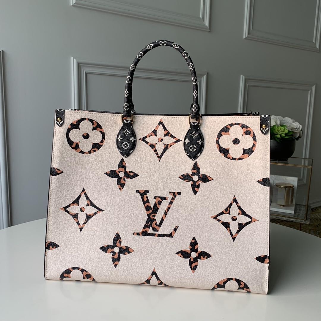 Lv monogram giant on the go tote bag black and white  41 cm