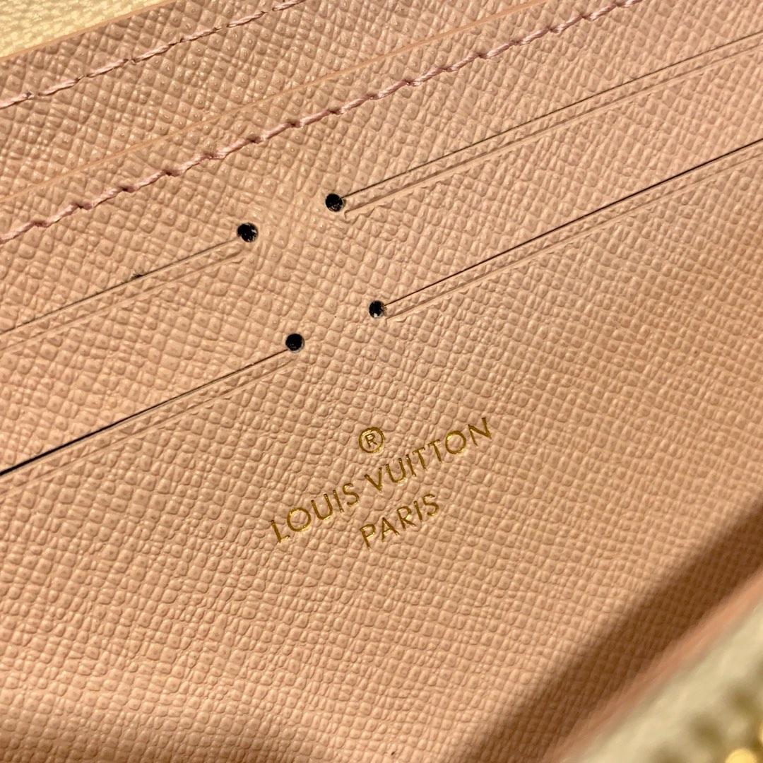 Lv clémence wallet rivet inlay damier ebene pattern monogram canvas_19.5x 9.0x 1.5 cm