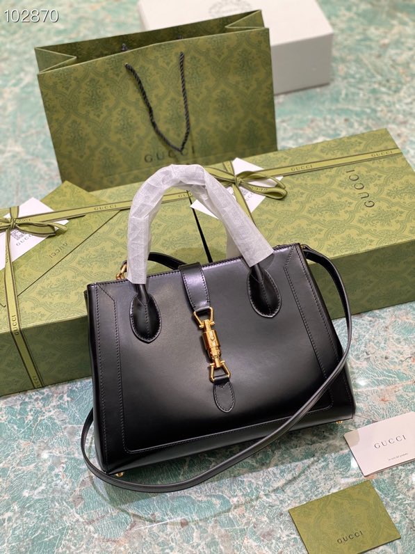 Gvc*1 jackie 1961 medium tote bag in black leather 649016 30 × 24 × 12 cm
