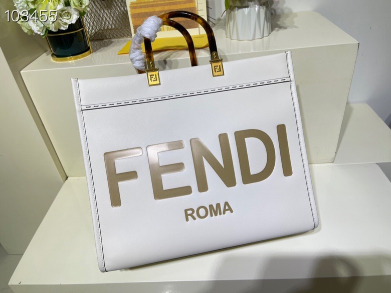 F**di medium sunshine leather shopper white 8bh386 36 x 13 x 32 cm