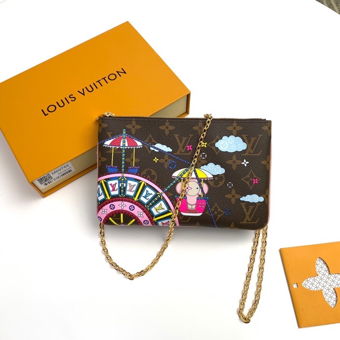 DOUBLE ZIP POCHETTE M69744 20 x 12.5 x 3 cm