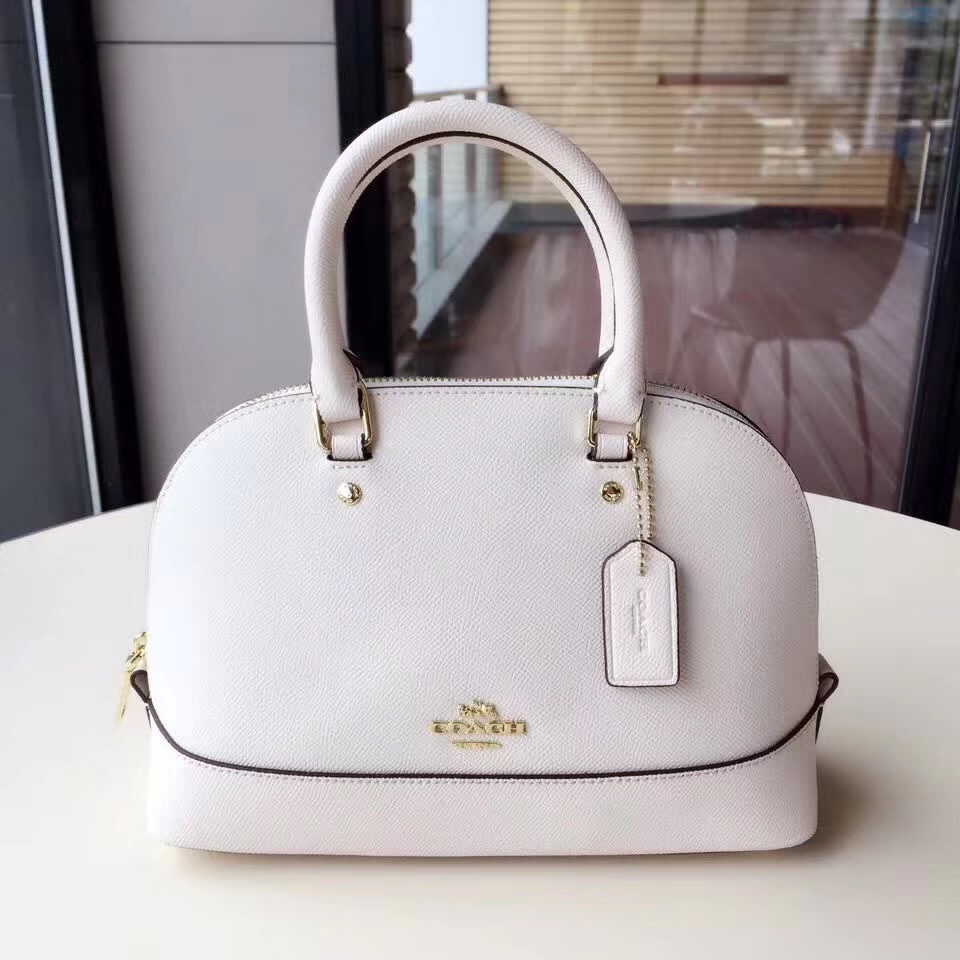 C0a*h mini shell bag satchel crossgrain leather white f57555 25 x 18 x 10cm