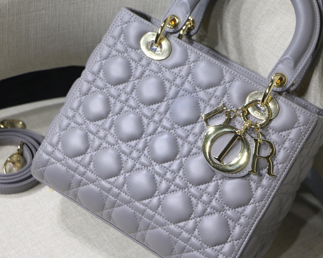 D10r medium lady bag gray cannage lambskin m0565 24 x 20 x 11cm