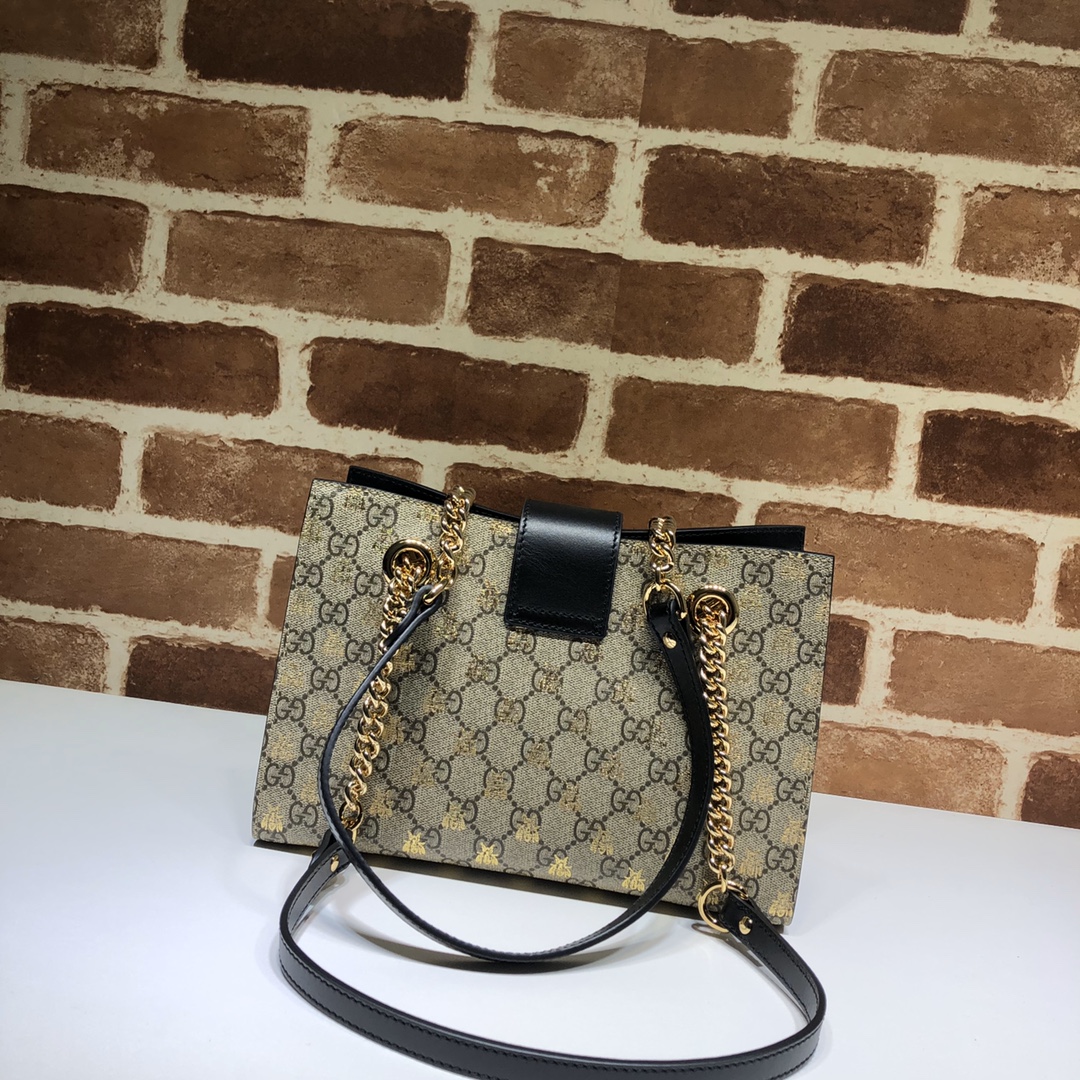 Gvc*1 padlock small gg bees shoulder bag ‎498156 9f26g 26 x 18 x 10 cm