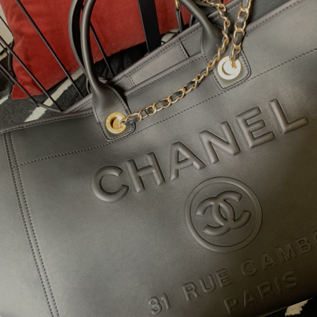 Ch**el large shopping bag black a66941  30 x 50 x 22 cm