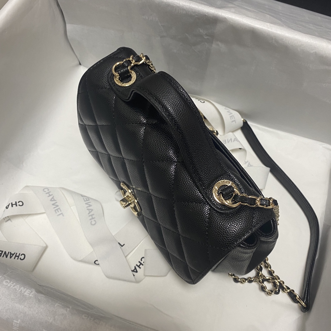 Ch**el mini flap bag with top handle black a93749 19 x 7 x 14 cm