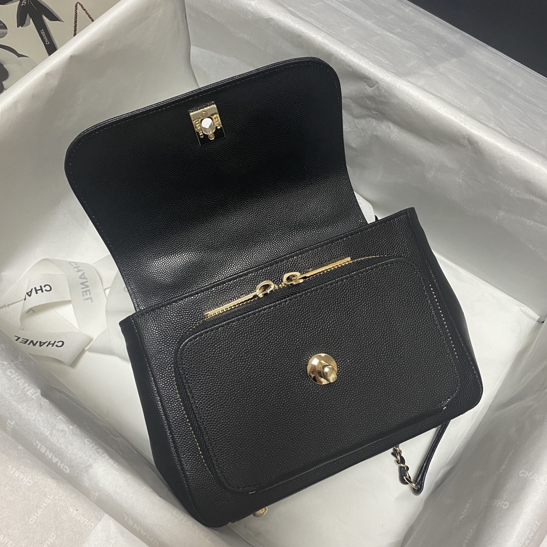 Ch**el mini flap bag with top handle black a93749 19 x 7 x 14 cm
