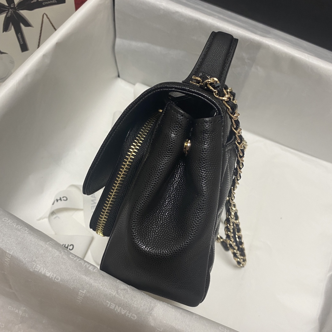 Ch**el mini flap bag with top handle black a93749 19 x 7 x 14 cm