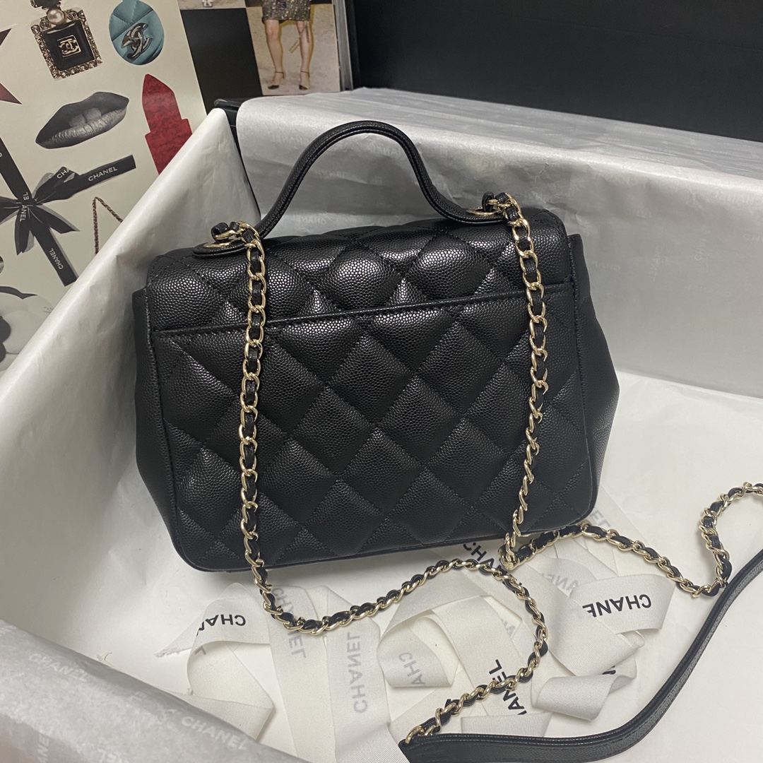 Ch**el mini flap bag with top handle black a93749 19 x 7 x 14 cm