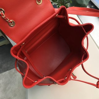 Ch**el business affinity backpack red leather a93748 25 x 24 x 17 cm
