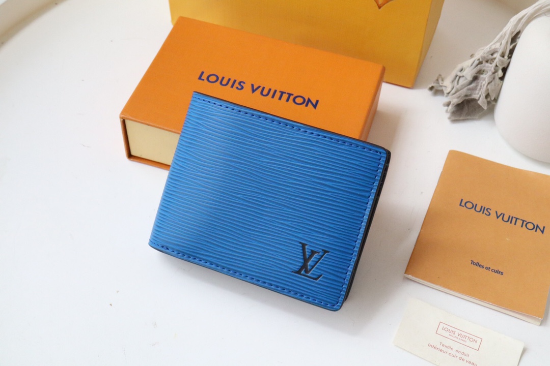 l0vis Vvtt0n multiple wallet epi leather blue m80770 11.5 x 9 x 1.5 cm