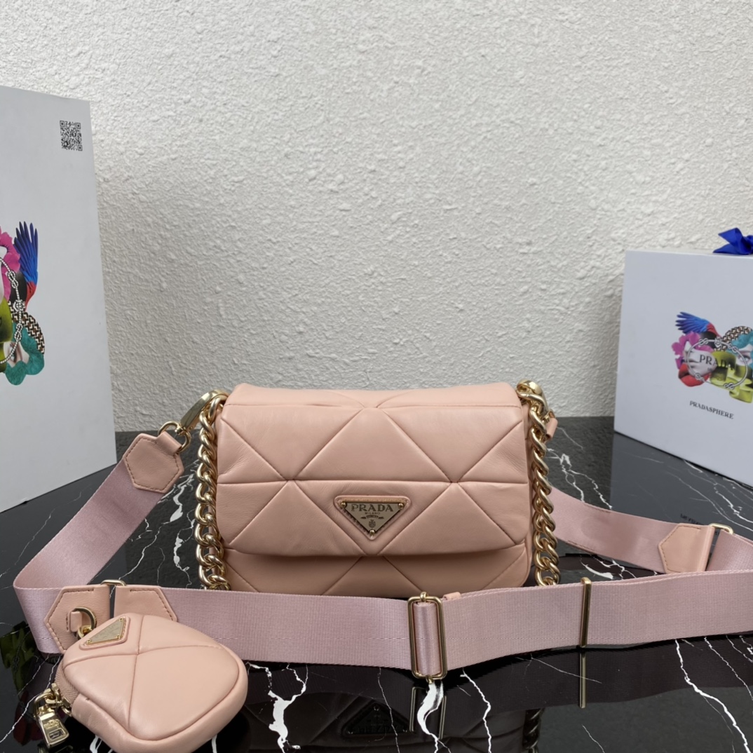 Pra*a system nappa leather patchwork bag water lily 1bd292 21 x 16 x 7cm