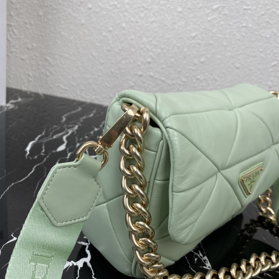 Pra*a Pra*a system nappa leather patchwork bag light green 1bd292 21 x 16 x 7 cm