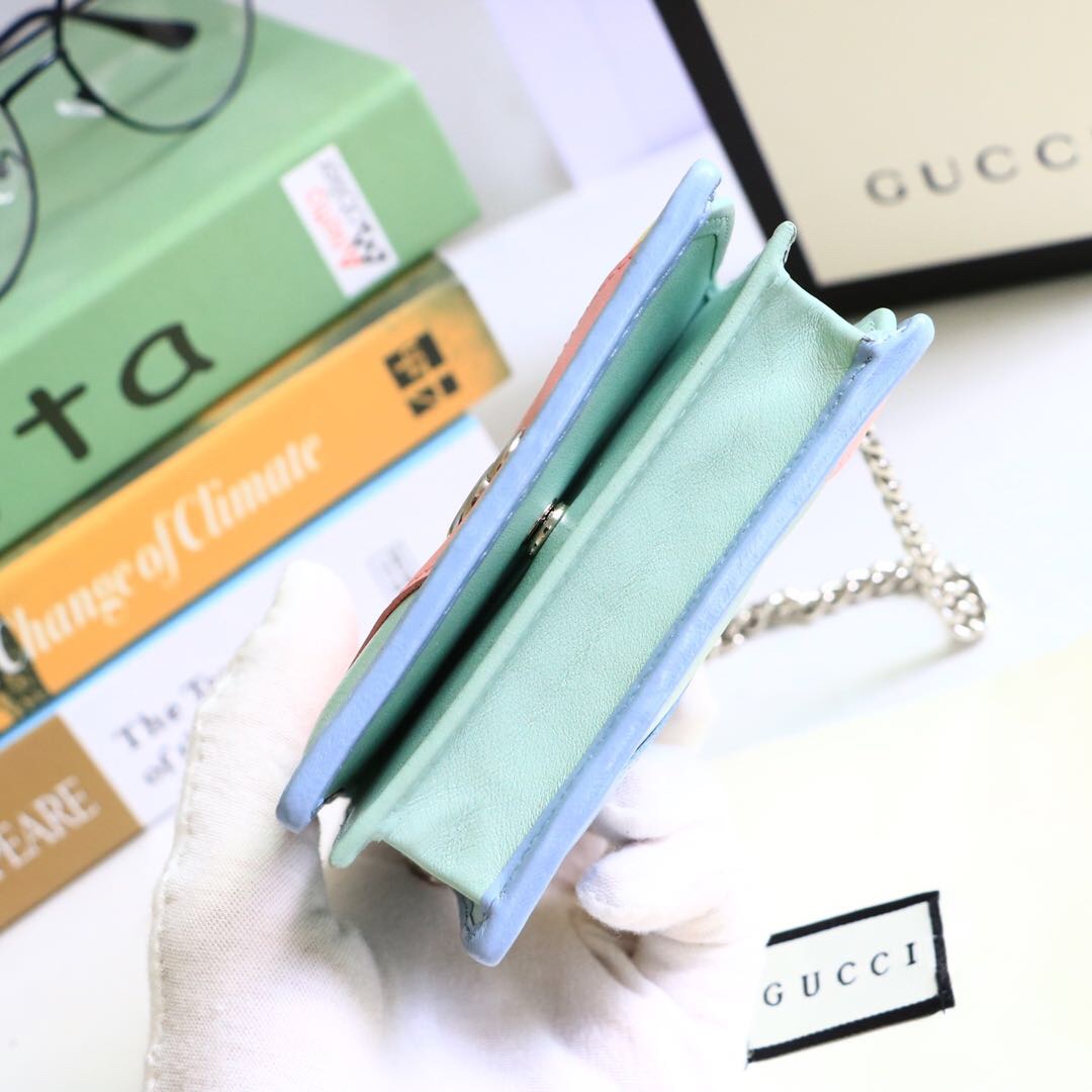 Gvc*1 gg marmont card case wallet rainbow pastel ‎625693 11 x 8.5 x 3 cm