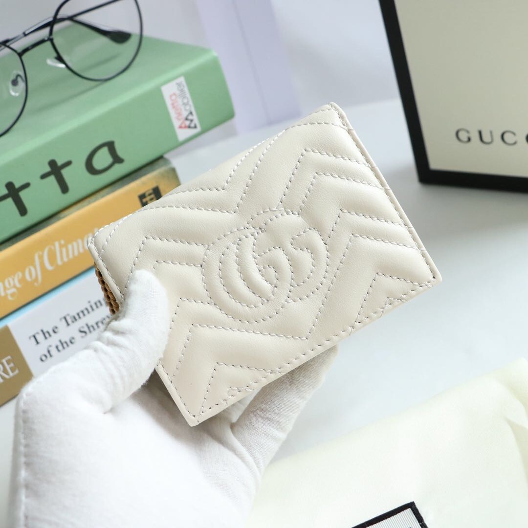 Gvc*1 gg marmont card case wallet white ‎625693 11 x 8.5 x 3 cm