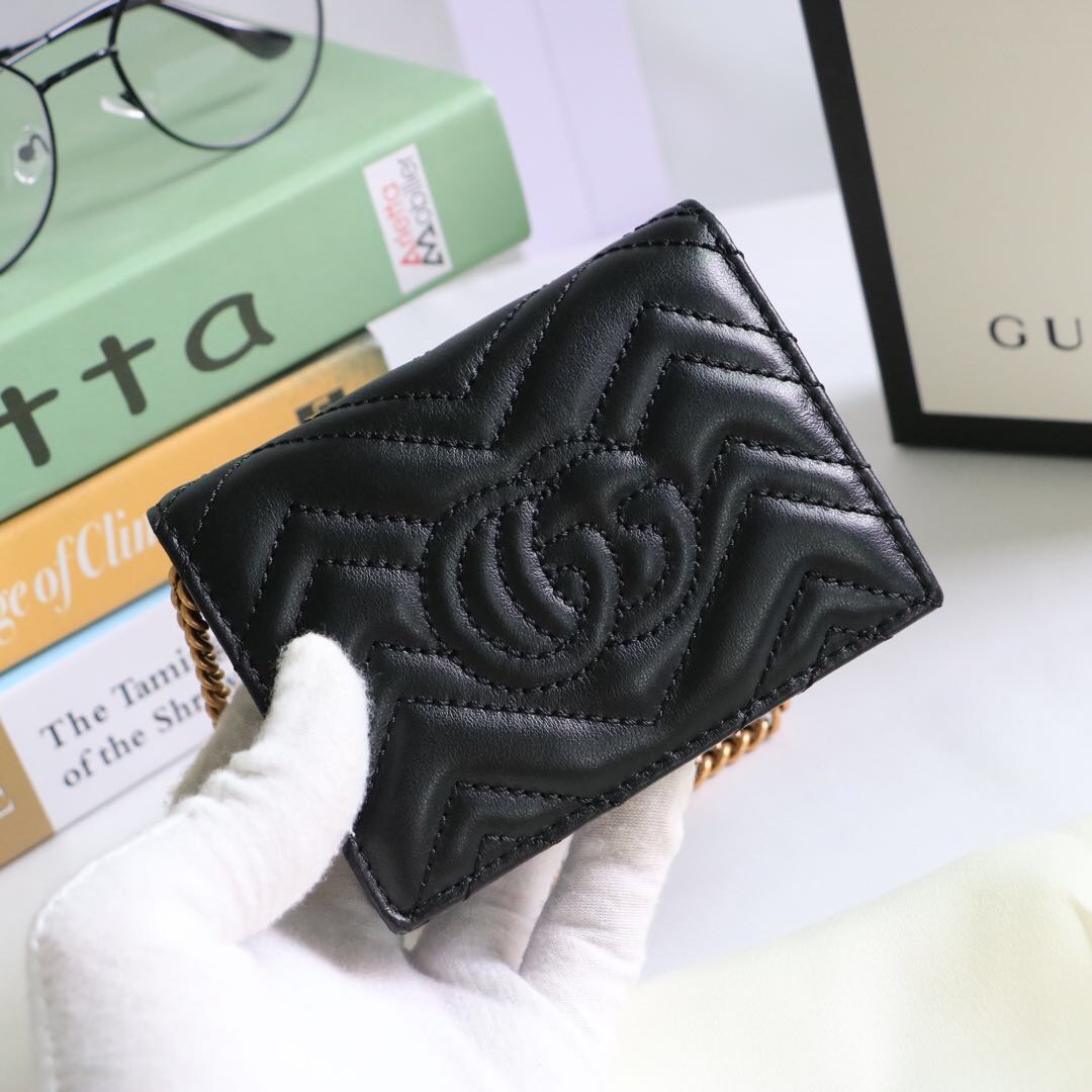 Gvc*1 gg marmont card case wallet black ‎625693 11 x 8.5 x 3 cm