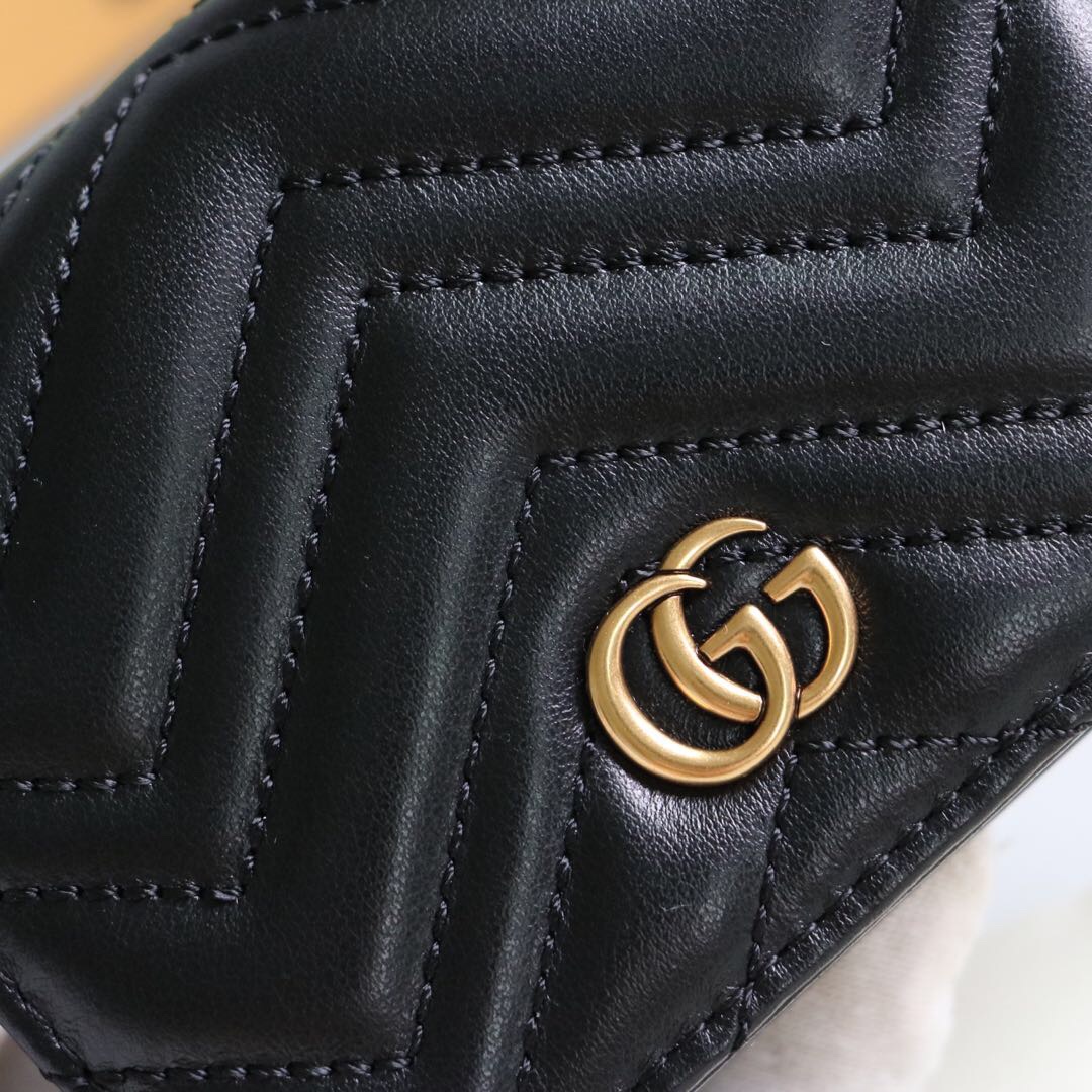 Gvc*1 gg marmont card case wallet black ‎625693 11 x 8.5 x 3 cm